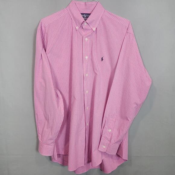 Ralph Lauren Blake Men's Pink Checkered Button Up Shirt Size L - Picture 2 of 5